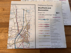 Ordnance Survey Landranger Maps 111 & 112 Power Line Obstruction Overprint 1994