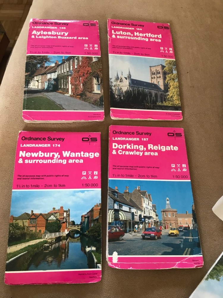 Joblot 13 x 1990s LANDRANGER 1:5000maps (D7) joblot)