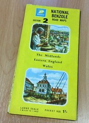 Vintage National Benzole Road Map – The Midlands, Eastern England And Wales