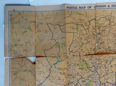 1940s Vintage “GEOGRAPHICA” NEW MAP of LONDON with Postal Area & Sub-Districts