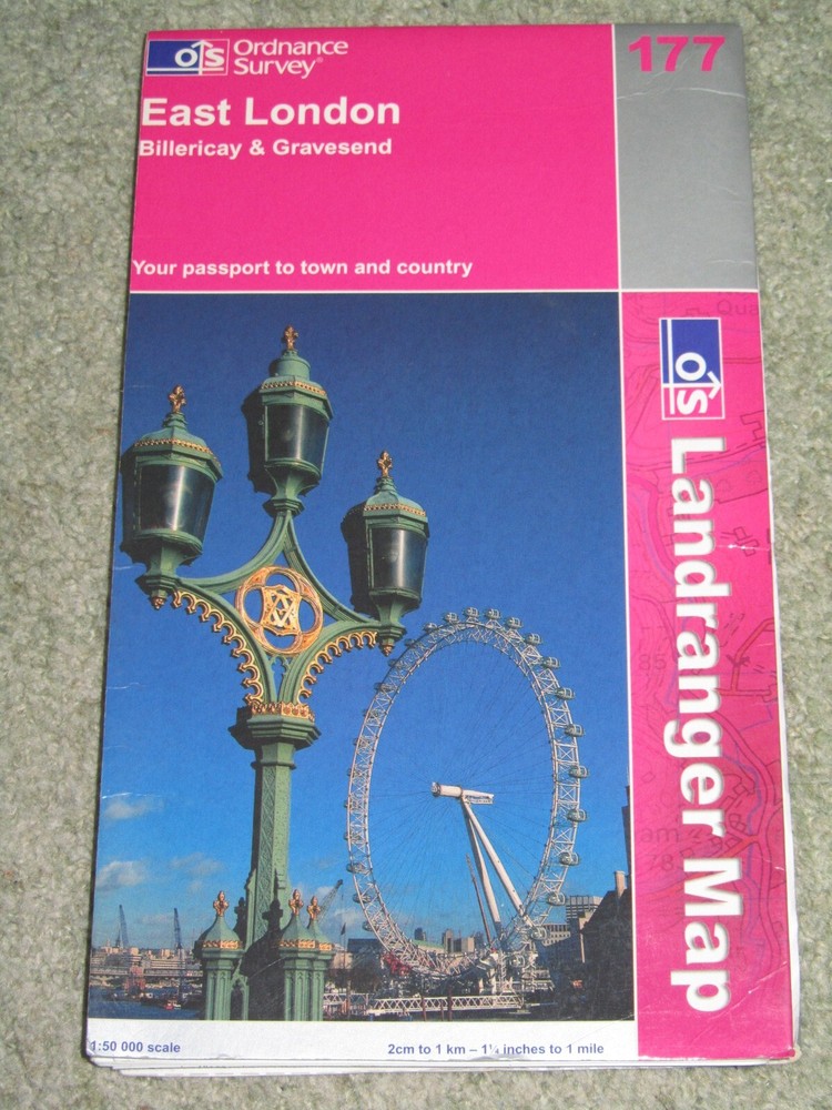 OS Ordnance Survey Landranger Map Sheet 177 East London – 2002