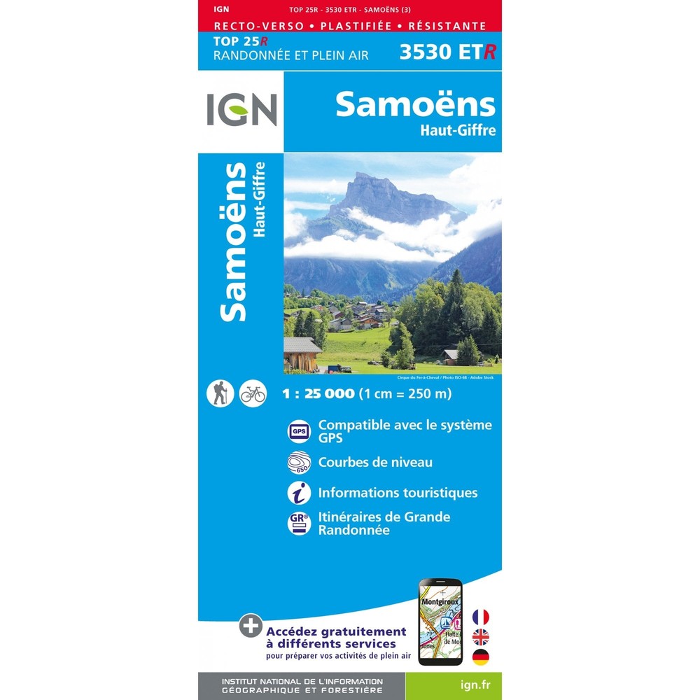 France 1:25K map 3530ETR: Samoens Haut-Gifffre walking hiking waterproof alps