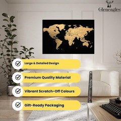Scratch Off World Map Travel Poster With Flags – Black Large 60×40 cm A1/A2 Gift