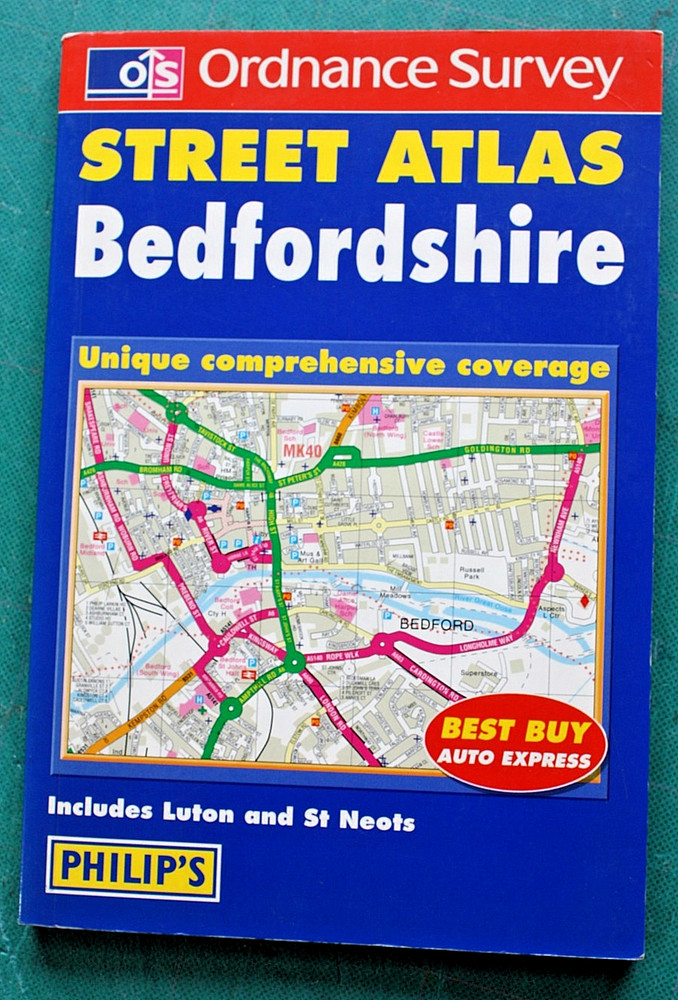 BEDFORDSHIRE PHILIPS Ordnance Survey STREET ATLAS – P/B Inc Luton & St Neots