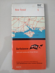 New Forest Bartholomew Half-Inch contoured map Sheet 5 1966 On Cloth