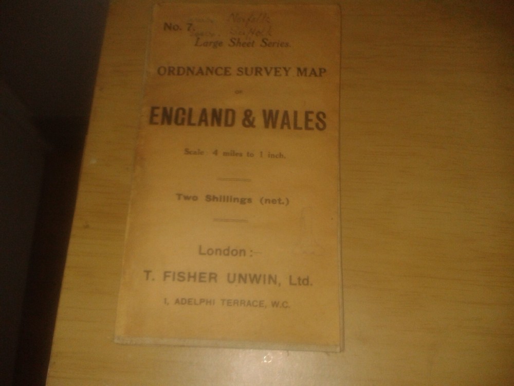 No.7 Large sheet series. ORD. SUR. MAP. ENG & WAL. 4M to 1″ Norf & Suff. (D27e)