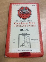 BUDE Cornwall Ordnance Survey Cloth Map 1946 Sixth Series No 174