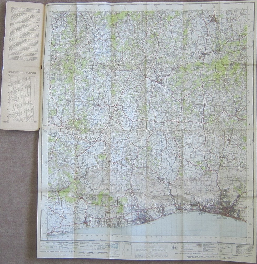 182 Ordnance Survey One Inch Map-Brighton & Worthing-publ.1940 (corrected 1946)