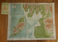BARTHOLOMEW’S REDUCED SURVEY MAP OF NORTH LANARKSHIRE ON CLOTH 1940’s RARE E386
