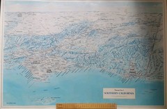 Southern California Wall Map Vintage Topographic 1984 Cooper Moffatt Large 89cm