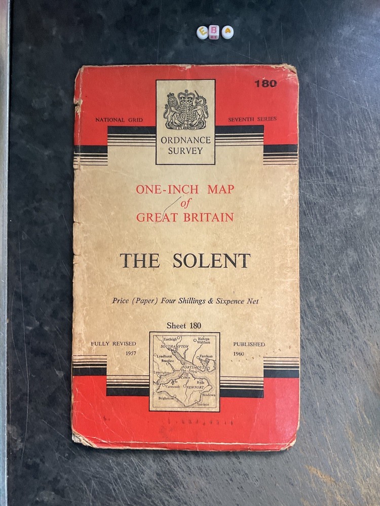Antique OS Ordnance Survey Vintage Edition Map Of , LONDON THE SOLENT 1957