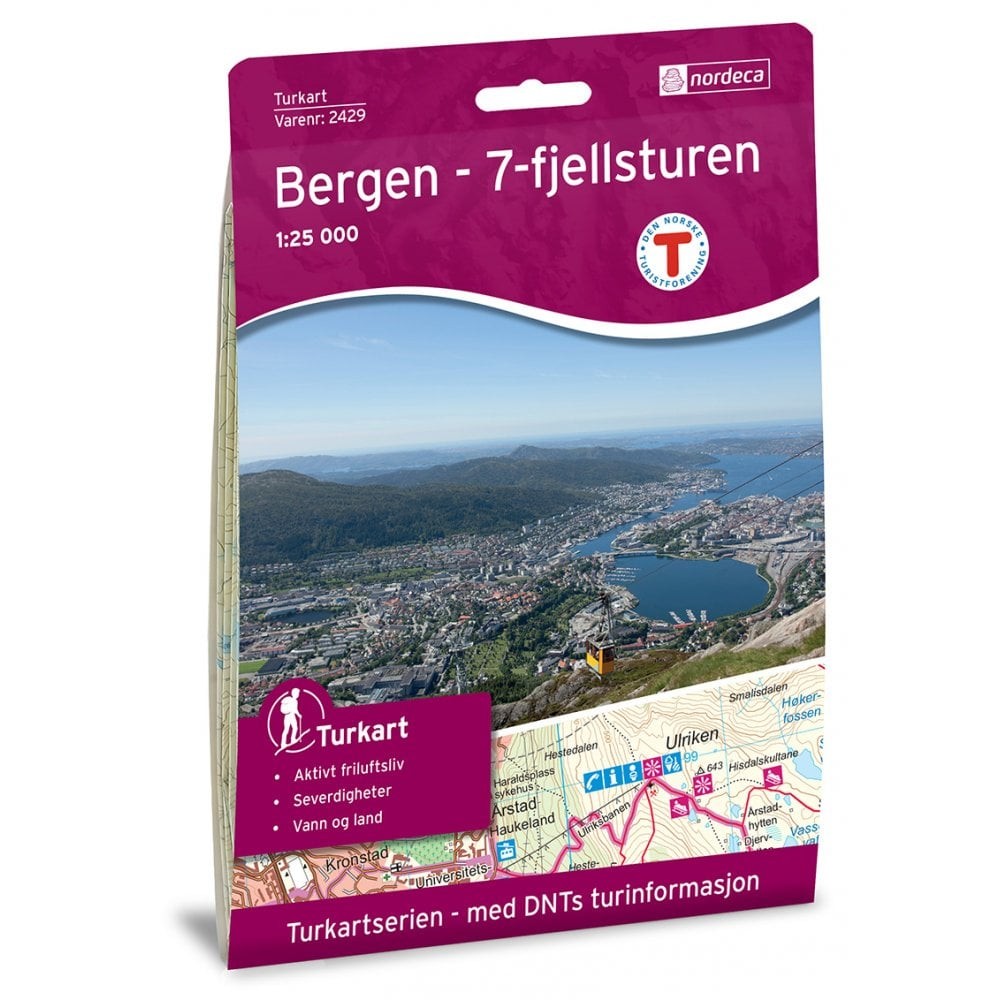 Norway Bergen 7-Mountains Tour – Nordeca map 2429 hiking 1:25K topographic