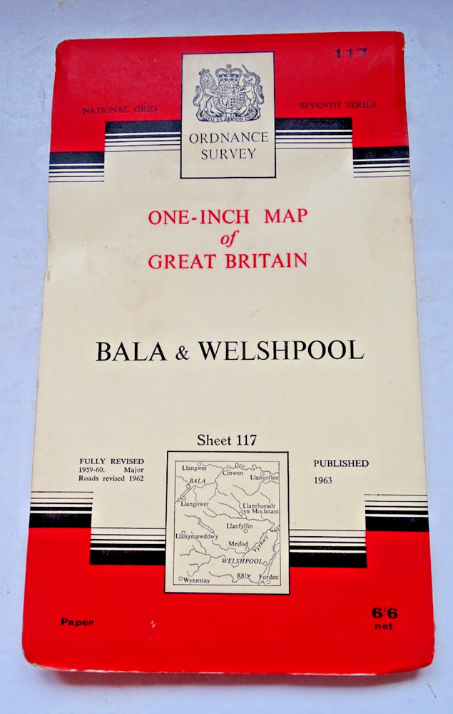 Ordnance Survey Map – Seventh Series – Sheet 117- Bala & Welshpool – Jan 1963