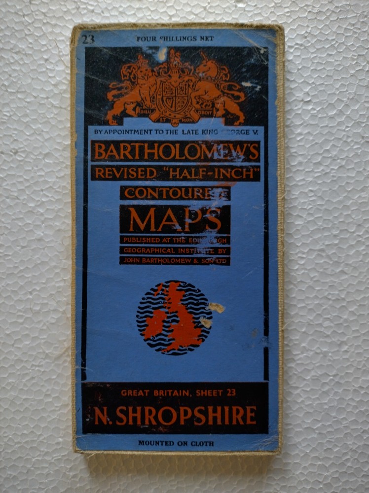 Vintage Bartholomew’s Revised Half-inch Contoured CLOTH Map Blue Cover
