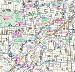 City of San Francisco Detailed Arterial Wall Map w/Zip Codes *2 Big Sizes*