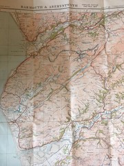 ORDNANCE SURVEY CONTOUR ROAD MAP OF BARMOUTH & ABERYSTWYTH SHEET 68 c1933 VG Cdt
