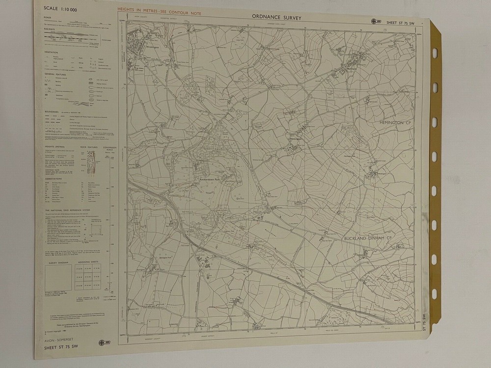 OS, 6 Inch to 1 Mile Map, sheet ST 75 SW, Somerset, Buckland Dinham area, 1981