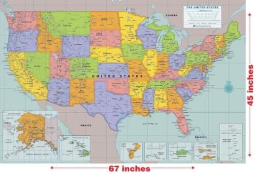 David Lindroth Laminated USA Wall Map (67” W X 45” H) (Other cartographic)