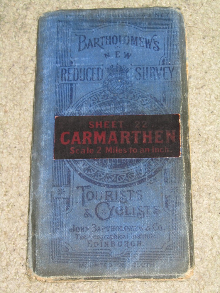 Antique 1904-1920 Bartholomews Reduced Survey Map 22 Carmarthen – cloth