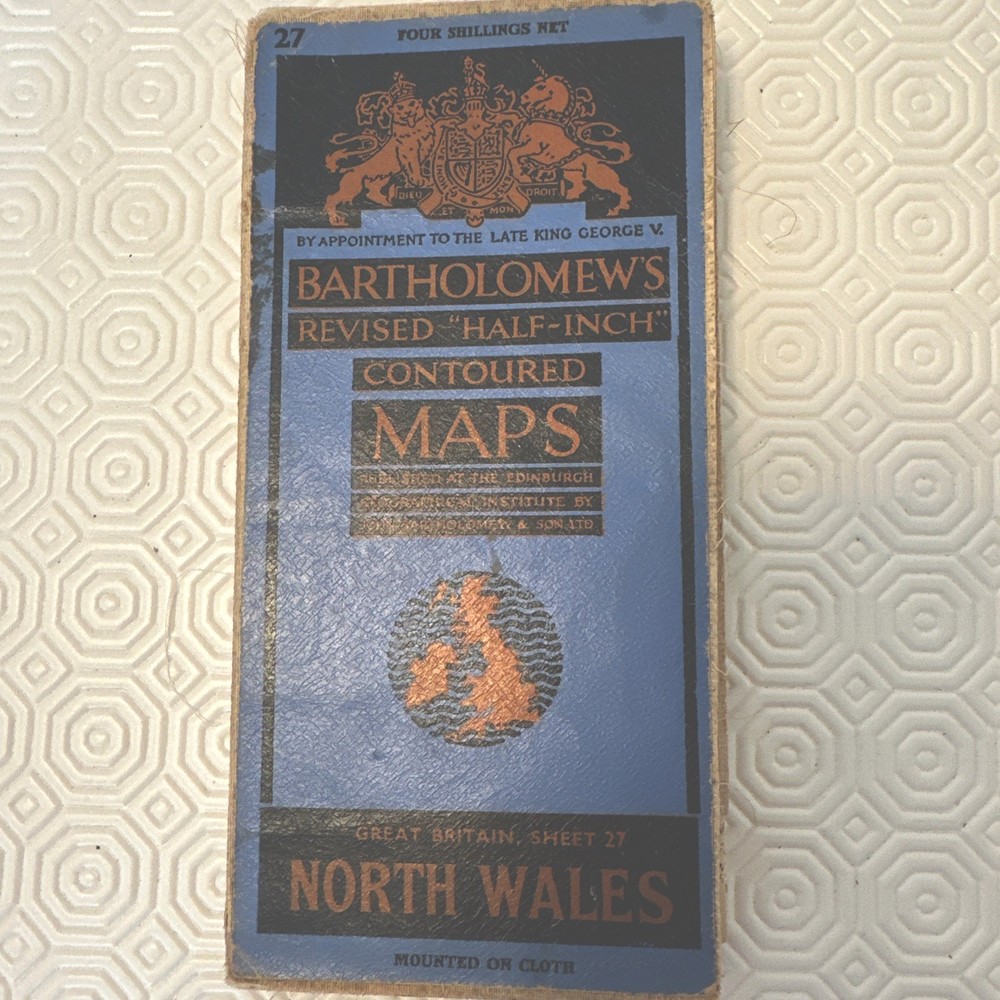 Vintage Bartholomews Revised Half Inch Contoured Maps North Wales Sheet 27