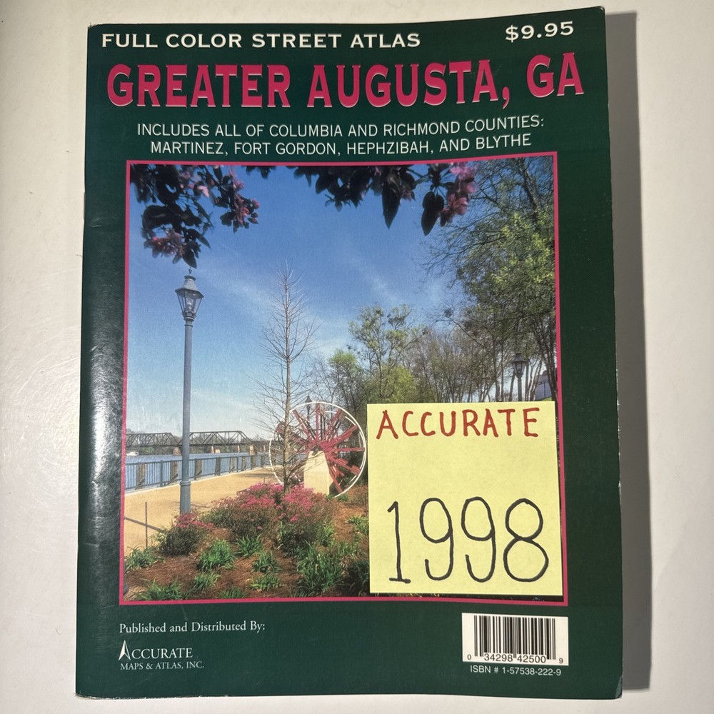 Greater Augusta GA 1998 Accurate Maps Atlas Street Guide Georgia Road Map