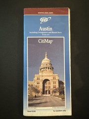 AAA Members Citimap Of Austin Texas Including Georgetown And Round Rock.