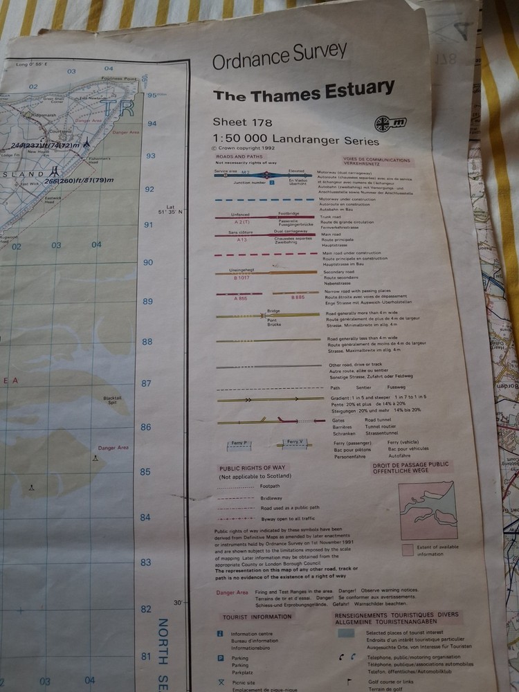 Ordnance Survey Maps The Thames Estuary , East London and Maidstone & The Weald