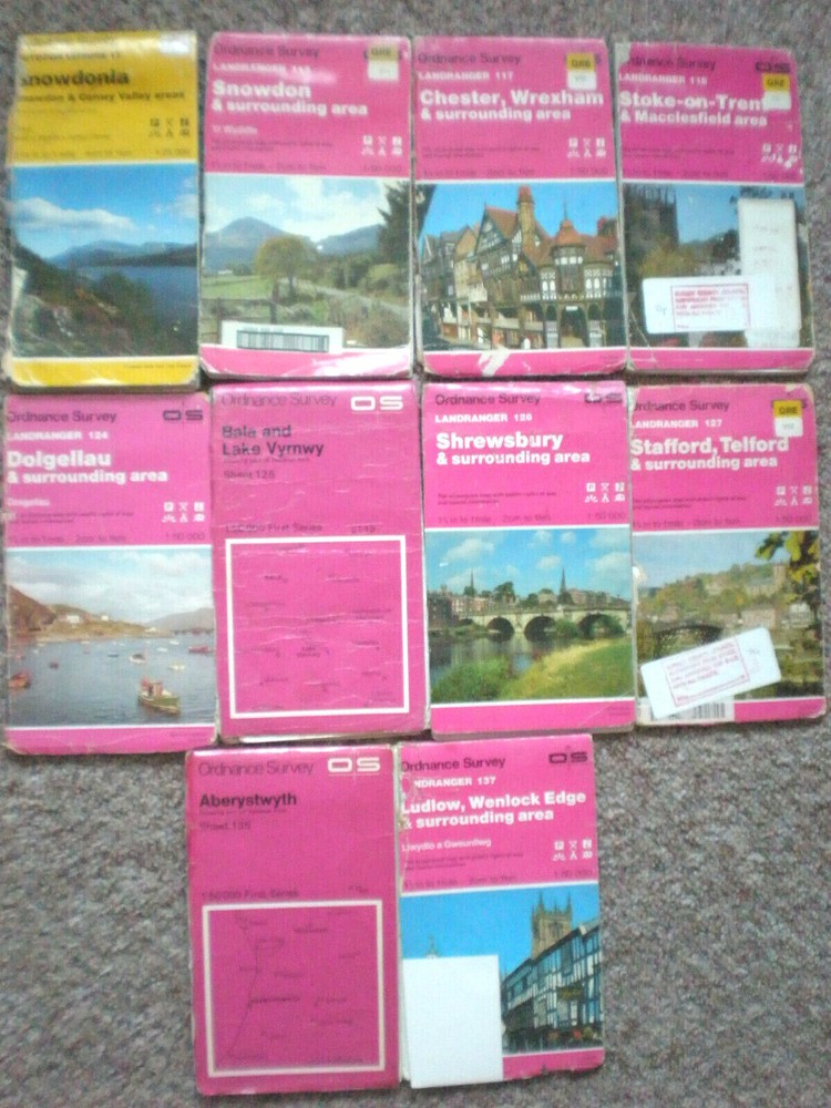 NORTH & MID WALES SNOWDON LANDRANGER OS ORDNANCE SURVEY MAPS JOB LOT BUNDLE SET