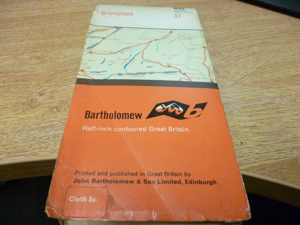 BARTHOLOMEW`S HALF INCH CONTOURED MAP of GRAMPIANS No. 51 1970s
