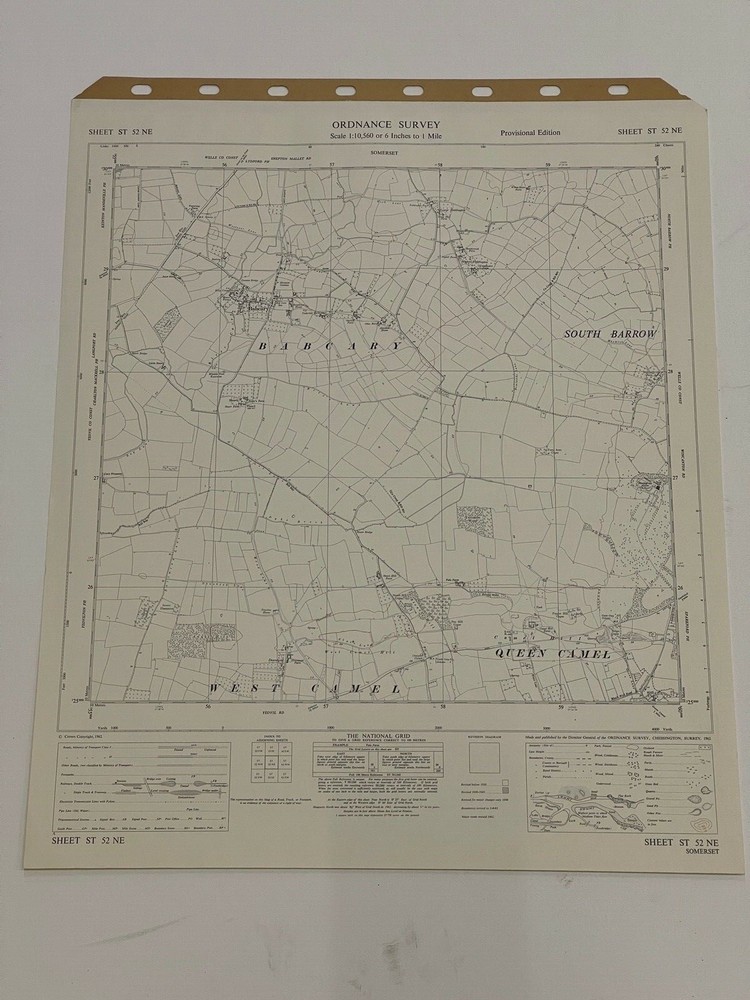OS, 6 Inch to 1 Mile Map, sheet ST 52 NE, Somerset, Babcary area, 1962