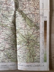Antique 1910-1920 Bartholomews New Reduced Survey Map 12 – Cheshire – cloth