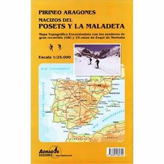 Pyrenees Posets and Maladeta Massifs topographic map for walking skiing hiking