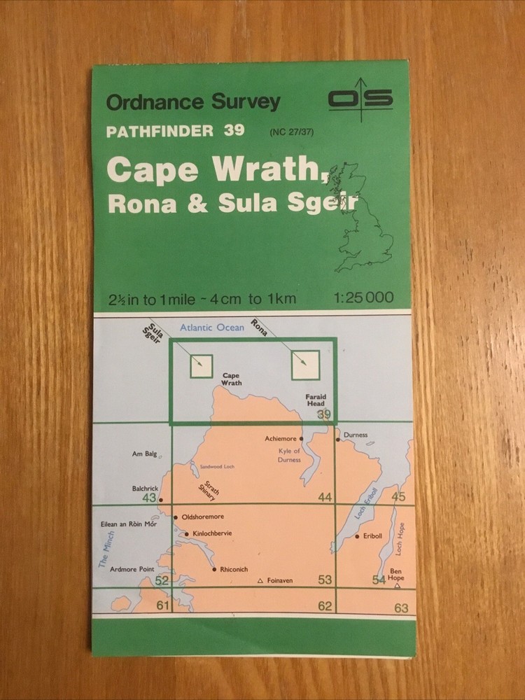 1989 Ordnance Survey Pathfinder Map 39 NC27/37 Cape Wrath , Rona And Sula Sgeir