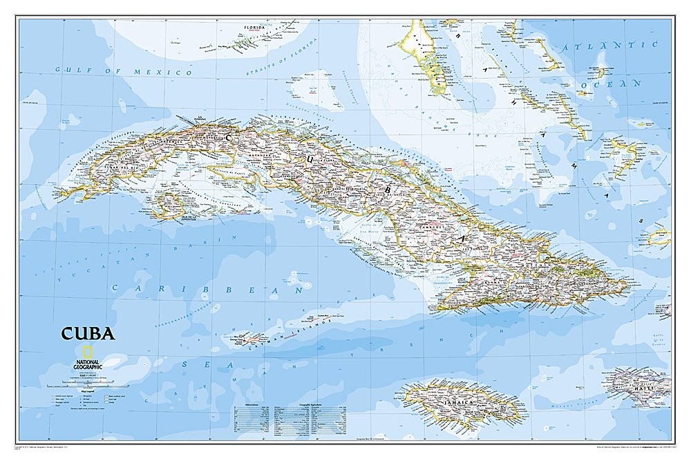 National Geographic Cuba Wall Map – Classic (Poster Size: 36 x 24 in) – by Maps