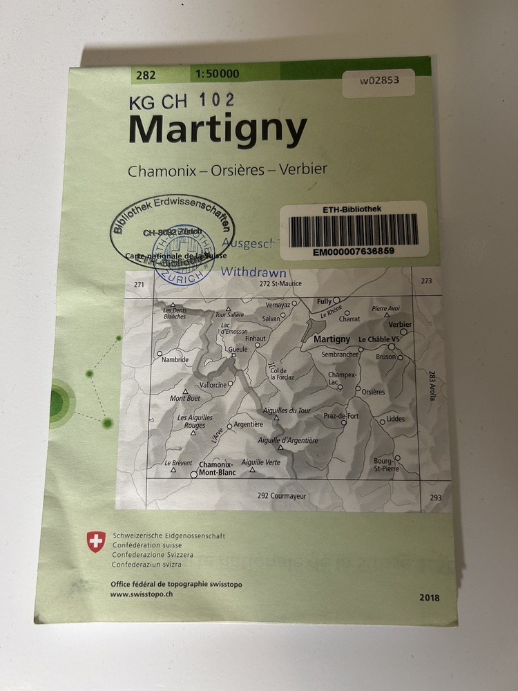 National Map Switzerland 282: Martigny Chamonix