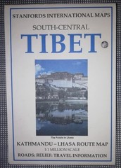 STANFORDS MAP – TIBET – Kathmandu – Lhasa Route Map 1 : 1 Million Scale