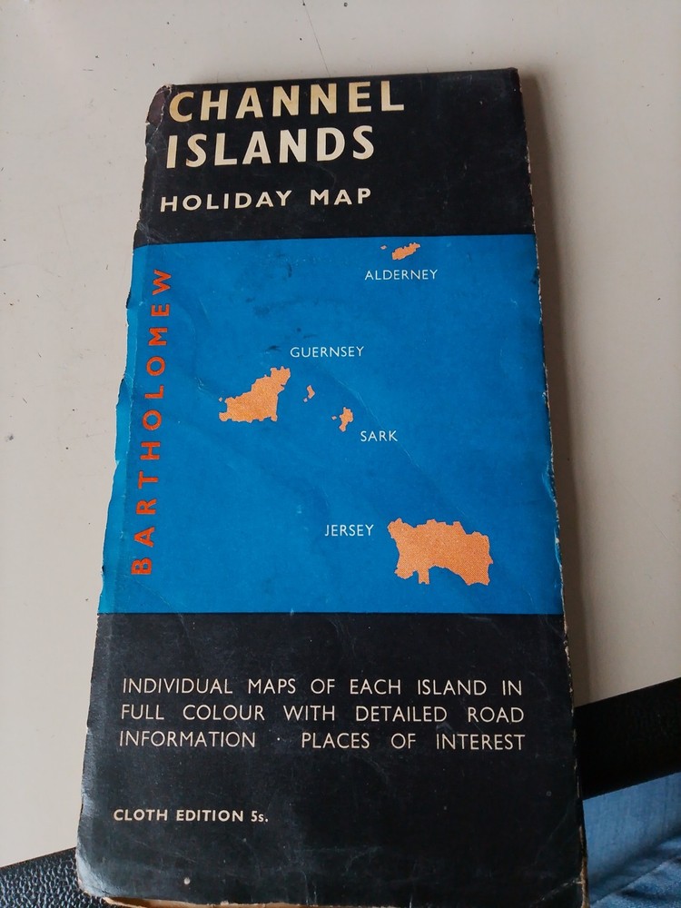 Vintage Map of the Channel Islands, 1965, Bartholomew’s ‘Holiday Map’ #58