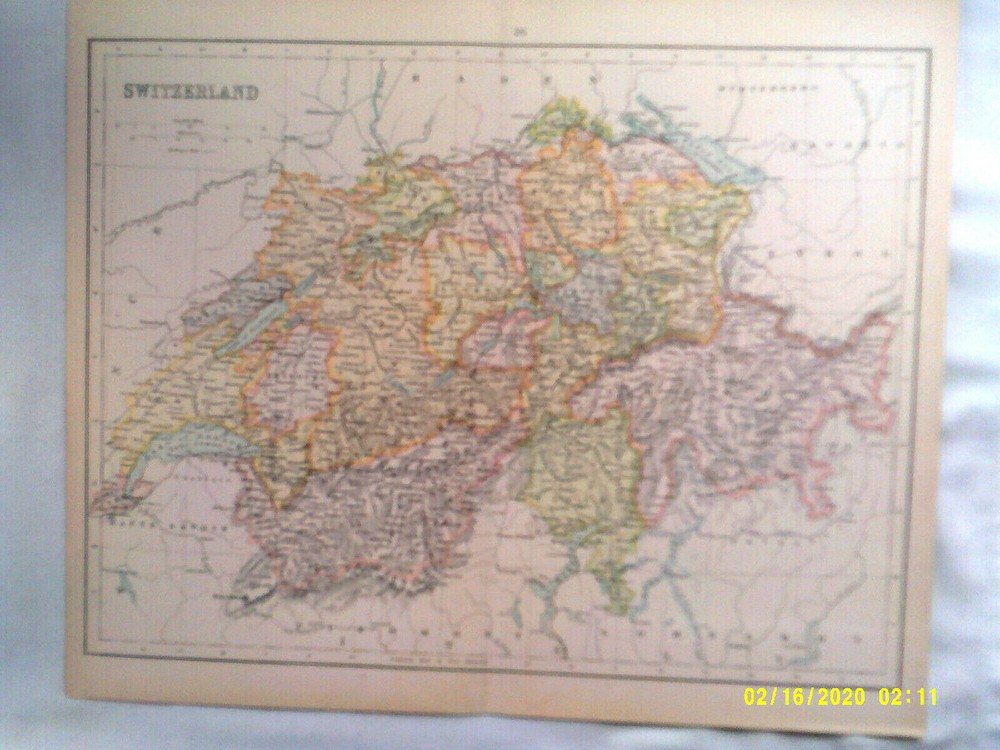 Antique Map. SWITZERLAND. c1900. VG.