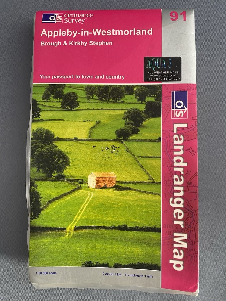 Ordnance Survey. Appleby-in-Westmorland. Map 91 Laminated Landranger. 1:50 000.
