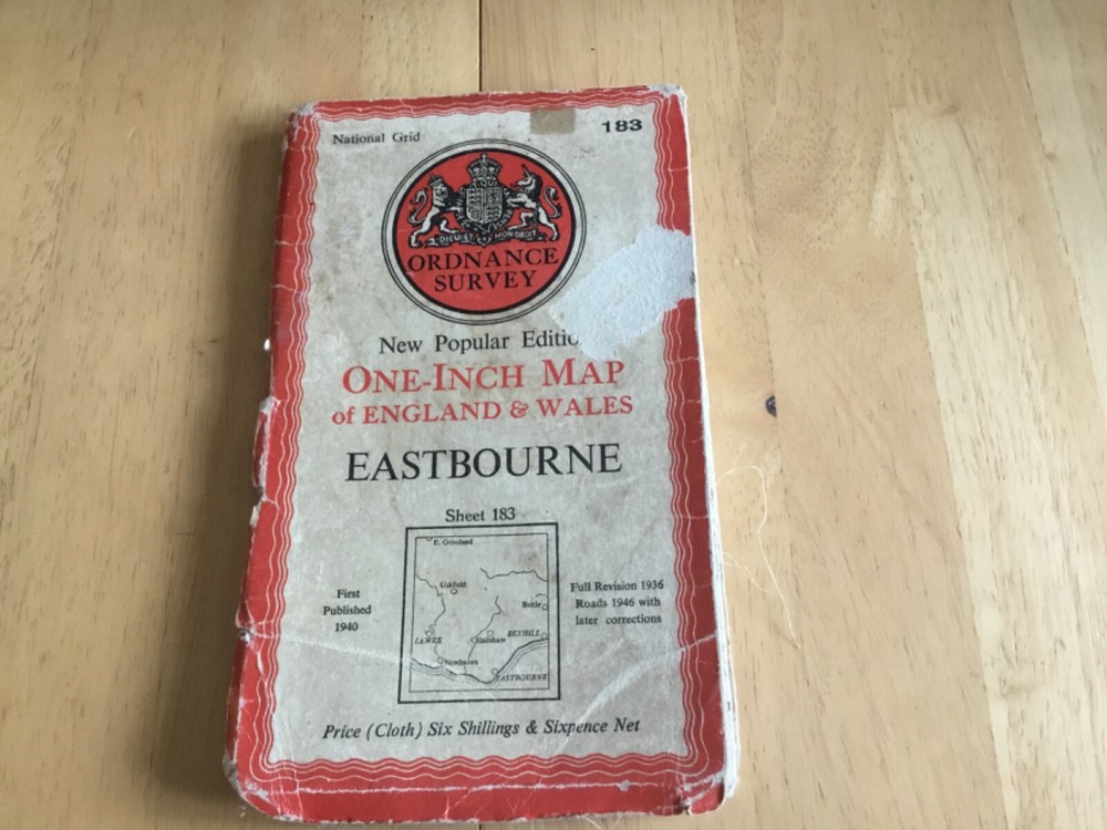 OS map Eastbourne Sheet 183 New Popular Edition One-inch 1946