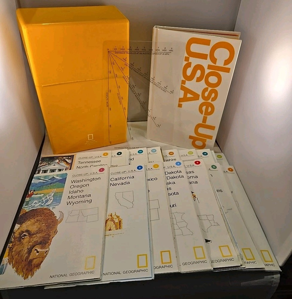 Vintage 1986 National Geographic Close-up USA Boxed Map Set Book