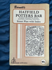 Vintage Barnetts Hatfield & Potters Bar Area Street Plan with Index, 1980’s