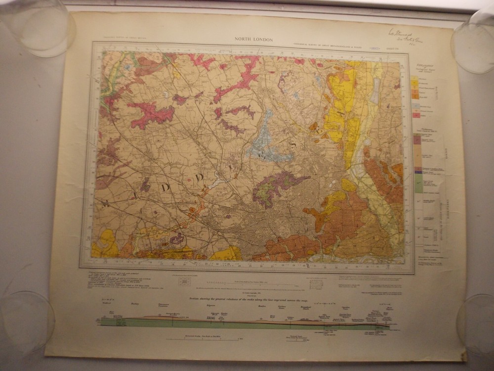 Ordnance Survey North London Geological map 1964 I inch to 1 mile