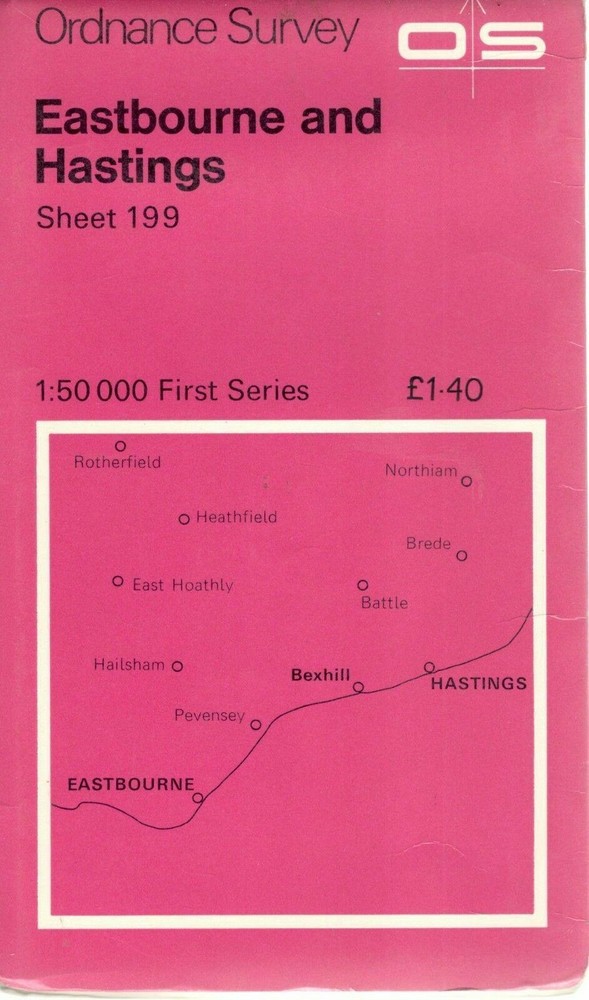 EASTBOURNE HASTINGS No 199 1974 39586 1.500 000 First Series Ordnance Survey Map