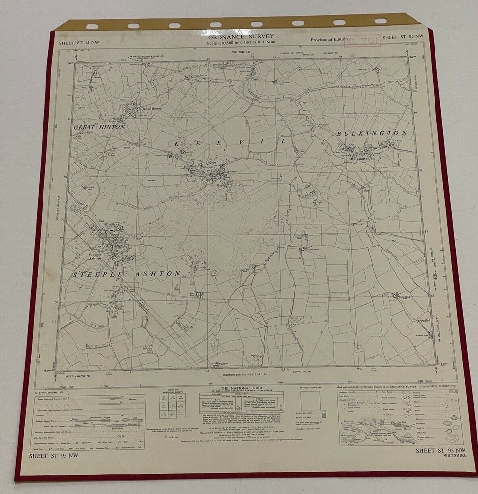 OS, 6 Inch to 1 Mile Map, sheet ST 95 NW, Wiltshire, Keevil area, 1961