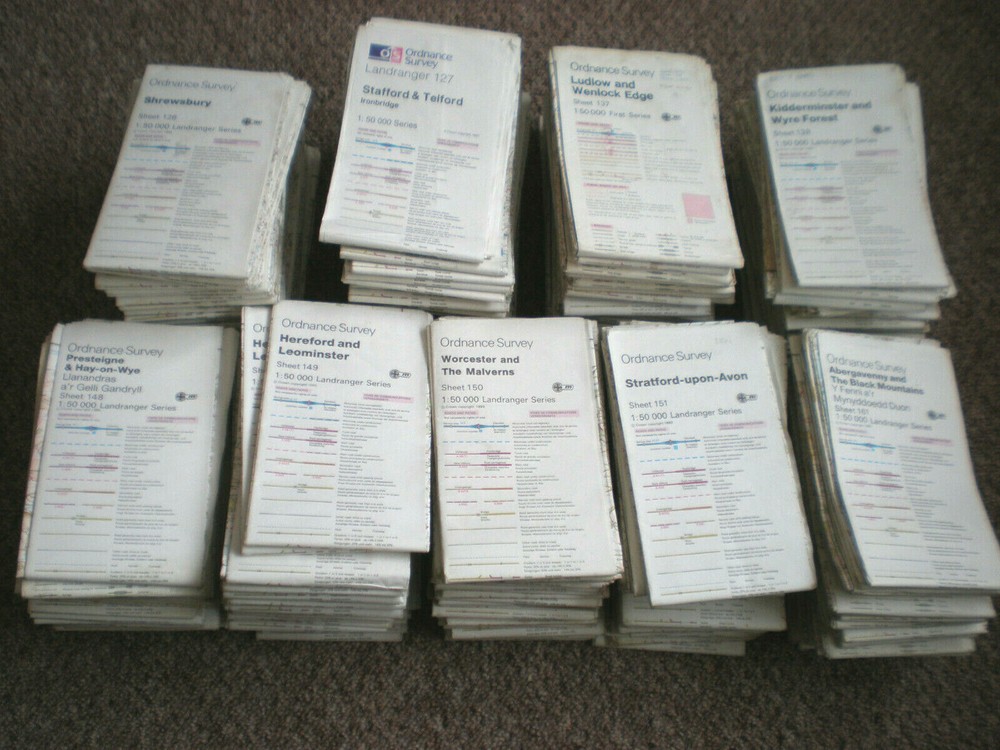 LUDLOW HEREFORD ABERGAVENNY, LANDRANGER OS ORDNANCE SURVEY MAPS JOB LOT BUNDLE