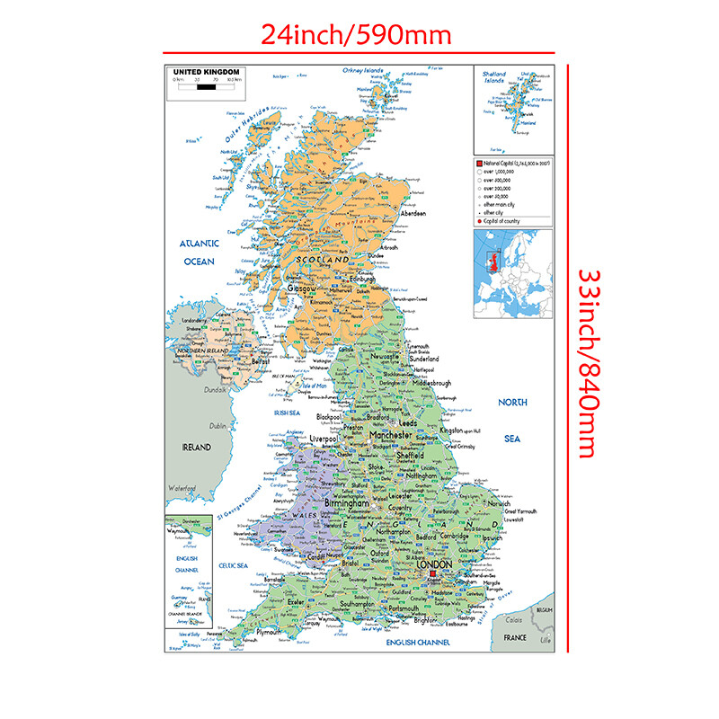 Map of the UK Administrative Wall Poster Prints Post Office Home Decor A1 A2 A3