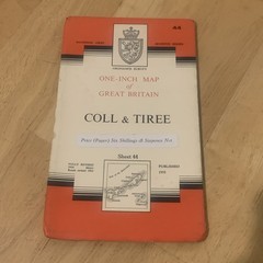 Ordnance Survey One Inch Map 44 Seventh Series Coll & Tiree 1955 OS