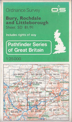 Ordnance Survey 1:25,000 Pathfinder Map Sheet SD 81/91 Bury, Rochdale