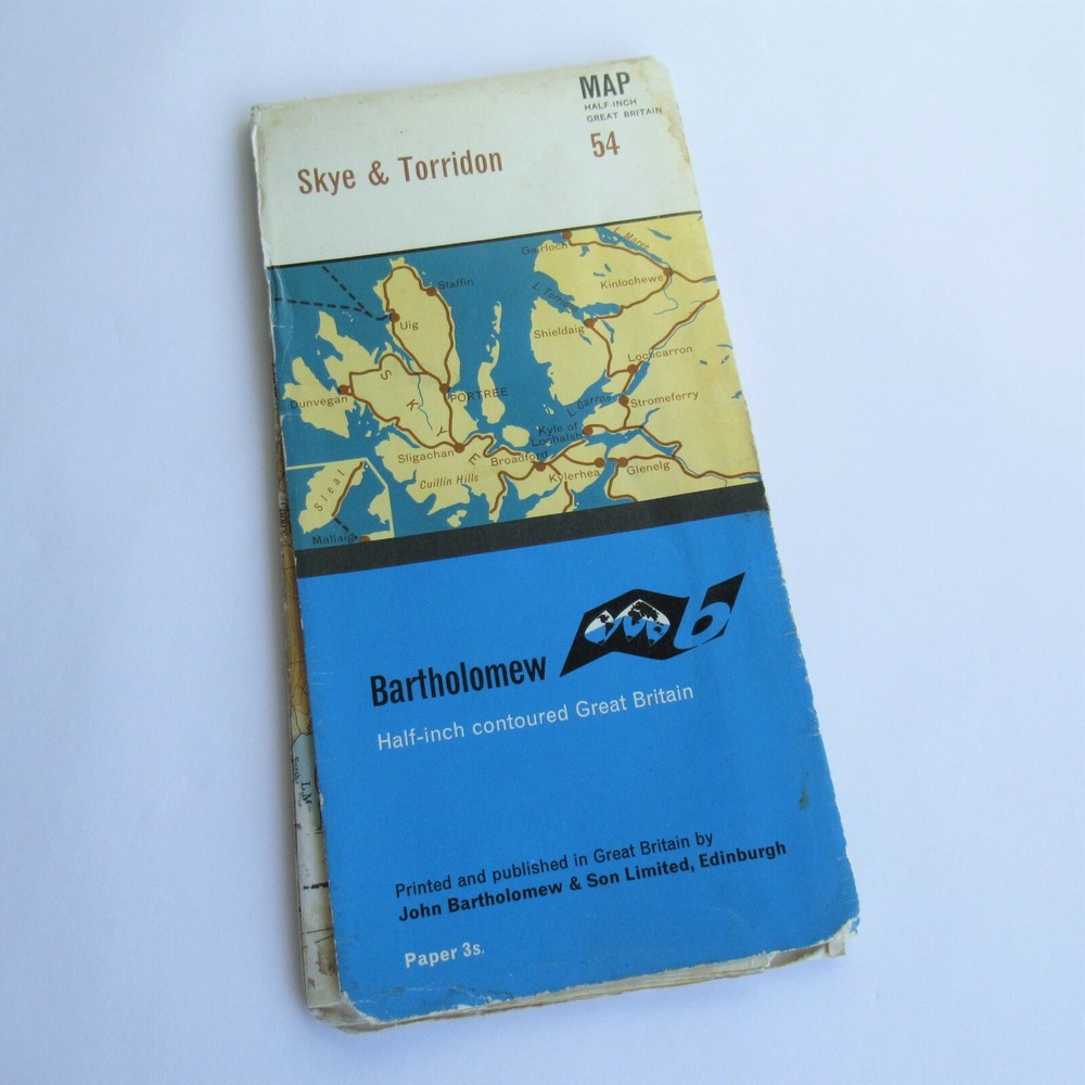 Vintage Bartholemew Map 54 Skye & Torridon Half Inch (Mapping 1960s 1970s)